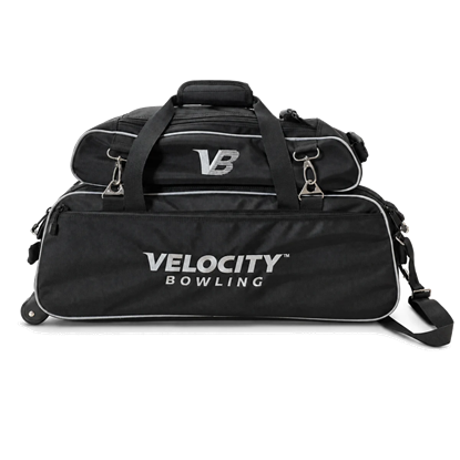 Picture of Velocity 3 Ball Triple Tote With Shoe Pouch Black Silver Bowling Bag